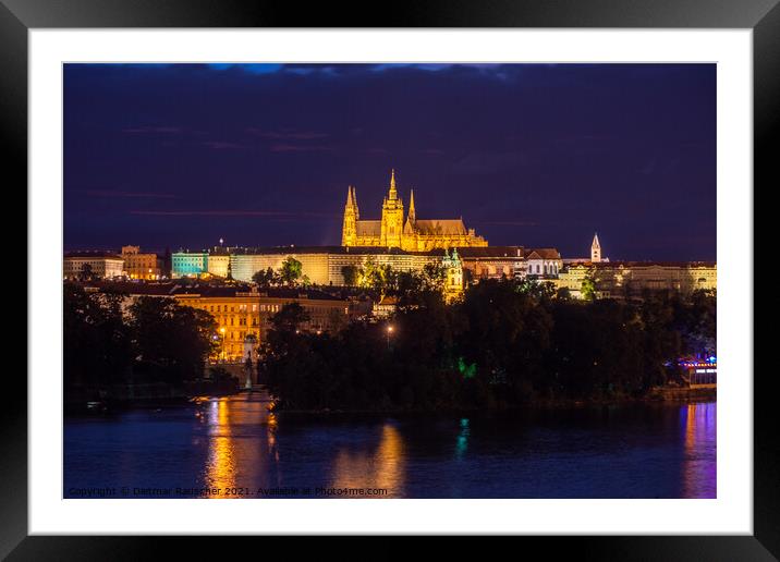 Saint Vitus Cathedral on Prague Castle at Night Framed Mounted Print by Dietmar Rauscher