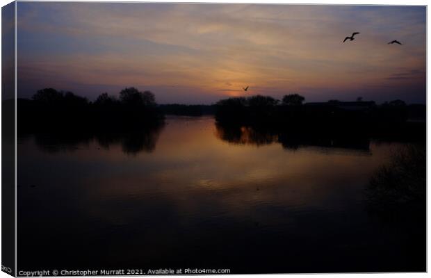 Sunset at Attenborough  Canvas Print by Christopher Murratt