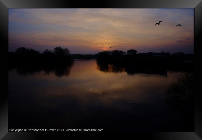 Sunset at Attenborough  Framed Print by Christopher Murratt