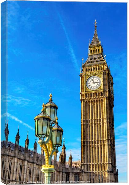 Big Ben Tower Houses of Parliament Westminster London England Canvas Print by William Perry