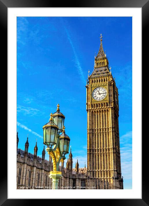 Big Ben Tower Houses of Parliament Westminster London England Framed Mounted Print by William Perry