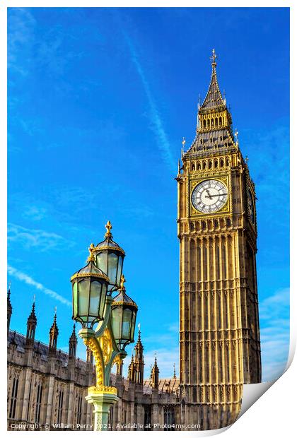 Big Ben Tower Houses of Parliament Westminster London England Print by William Perry