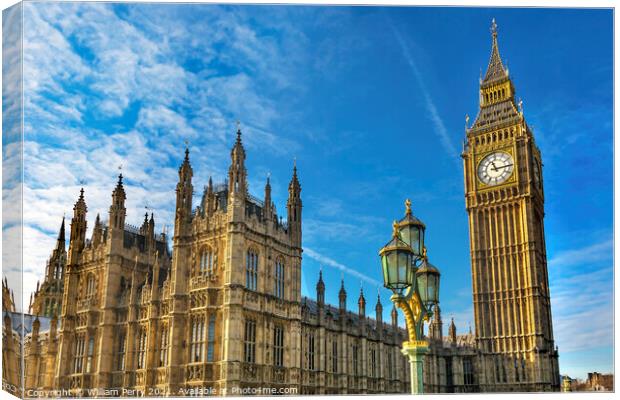 Big Ben Tower Westminster Bridge Houses of Parliament Westminste Canvas Print by William Perry