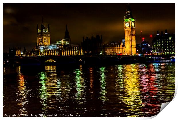 Big Ben Tower Parliament Thames River Westminster Bridge London  Print by William Perry