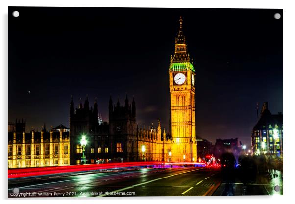 Big Ben Tower Westminster Bridge Parliament London England Acrylic by William Perry