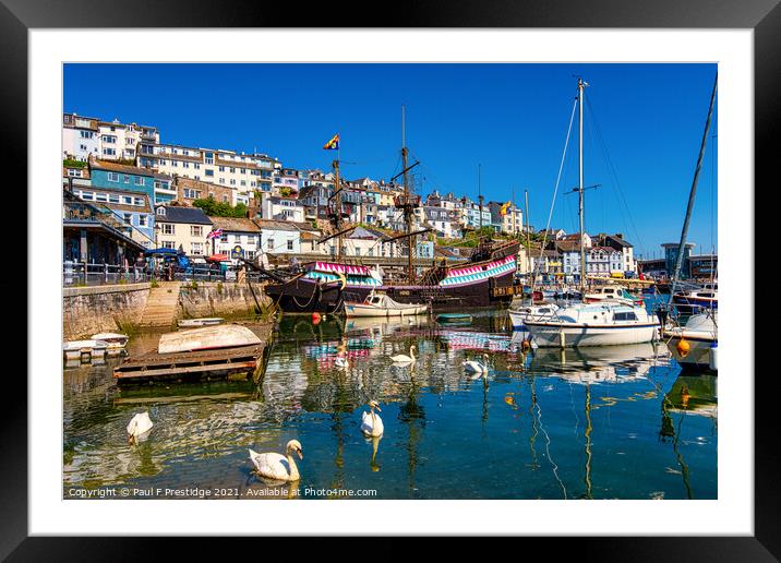 Brixham Harbour and the Golden Hind Framed Mounted Print by Paul F Prestidge