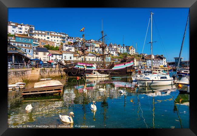 Brixham Harbour and the Golden Hind Framed Print by Paul F Prestidge