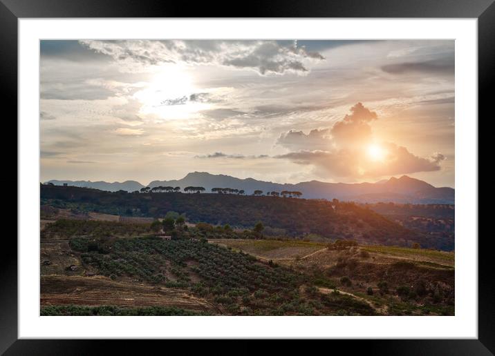 Andalusian landscapes near Ronda, Spain Framed Mounted Print by Elijah Lovkoff