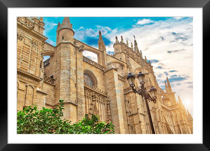 Spain, Landmark Santa Maria cathedral in Seville historic city center  Framed Mounted Print by Elijah Lovkoff
