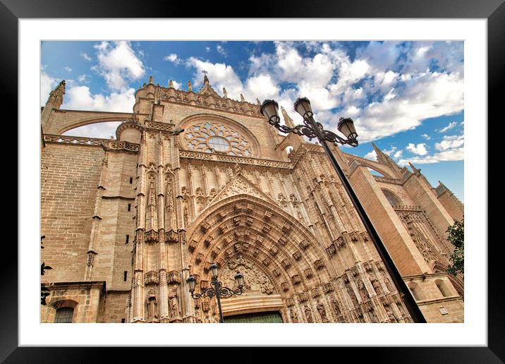 Spain, Landmark Santa Maria cathedral in Seville historic city center Framed Mounted Print by Elijah Lovkoff
