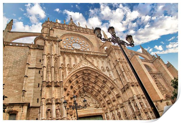 Spain, Landmark Santa Maria cathedral in Seville historic city center Print by Elijah Lovkoff