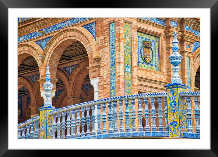 Plaza De Espana, Seville, Architectural Details and Ornaments Framed Mounted Print by Elijah Lovkoff