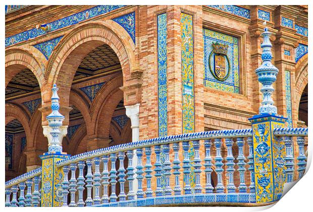 Plaza De Espana, Seville, Architectural Details and Ornaments Print by Elijah Lovkoff