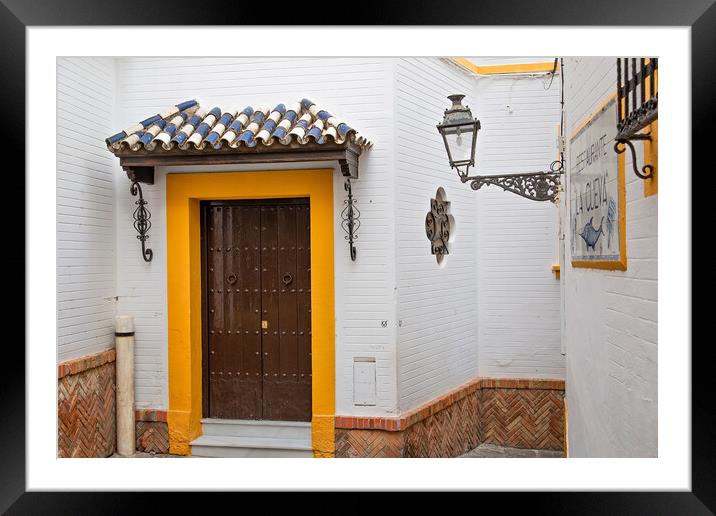 Andalusia, Seville streets in the scenic historic city center near Jewish Quarter Framed Mounted Print by Elijah Lovkoff