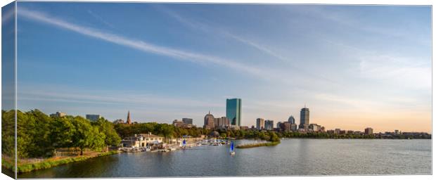 Panoramic view of Boston downtown and historic center from the landmark Longfellow bridge over Charles River Canvas Print by Elijah Lovkoff