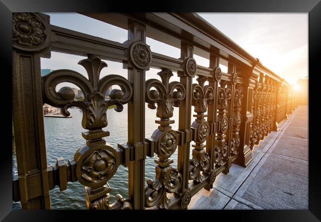 Panoramic view of Boston downtown and historic center from the landmark Longfellow bridge over Charles River Framed Print by Elijah Lovkoff