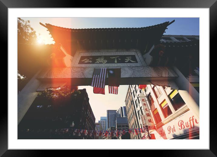 Entrance to Boston Chinatown Framed Mounted Print by Elijah Lovkoff