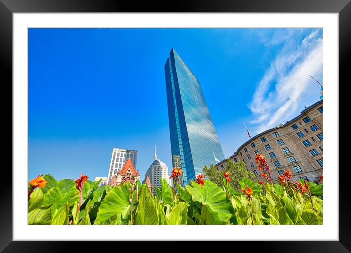 Boston, famous Copley Square and city skyline Framed Mounted Print by Elijah Lovkoff