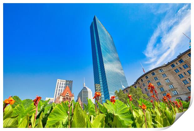 Boston, famous Copley Square and city skyline Print by Elijah Lovkoff