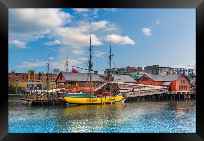 Famous Boston Harbor and harbor boat tours Framed Print by Elijah Lovkoff