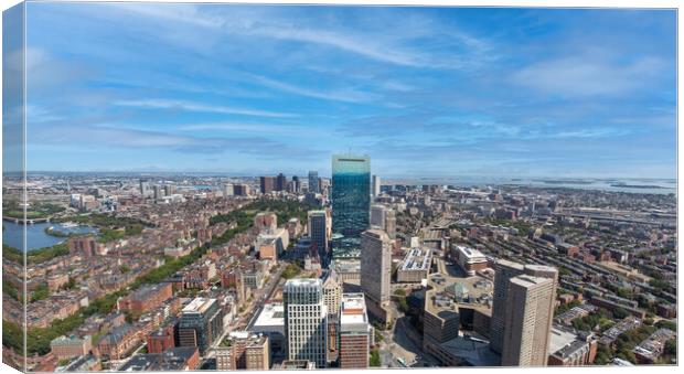 Panoramic aerial view of Boston financial district, historic center, Beacon Hill and Charles River Canvas Print by Elijah Lovkoff