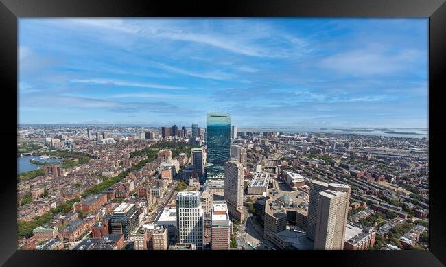 Panoramic aerial view of Boston financial district, historic center, Beacon Hill and Charles River Framed Print by Elijah Lovkoff