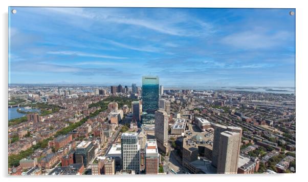 Panoramic aerial view of Boston financial district, historic center, Beacon Hill and Charles River Acrylic by Elijah Lovkoff