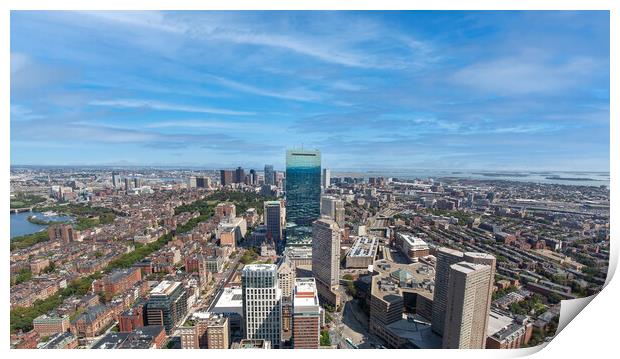 Panoramic aerial view of Boston financial district, historic center, Beacon Hill and Charles River Print by Elijah Lovkoff