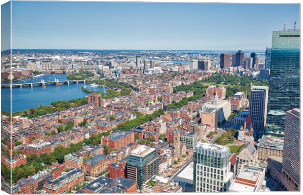 Panoramic aerial view of Boston from Prudential Tower observation deck Canvas Print by Elijah Lovkoff