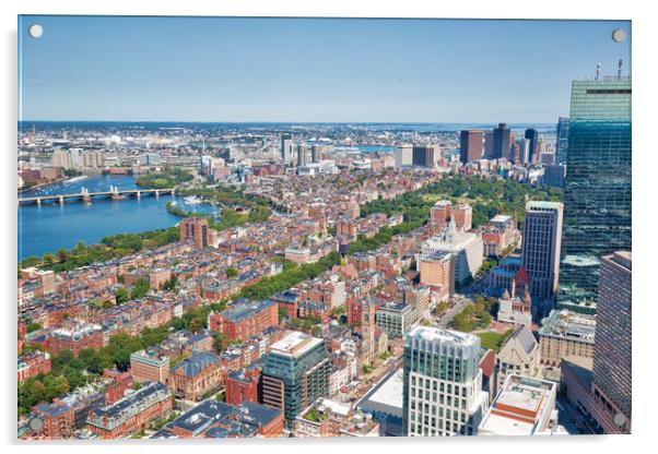 Panoramic aerial view of Boston from Prudential Tower observation deck Acrylic by Elijah Lovkoff