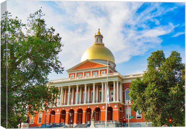 Massachusetts State House, a landmark attraction frequently visited by numerous tourists Canvas Print by Elijah Lovkoff