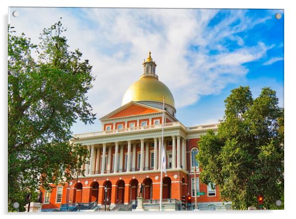 Massachusetts State House, a landmark attraction frequently visited by numerous tourists Acrylic by Elijah Lovkoff