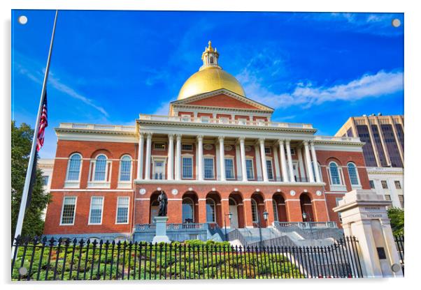 Massachusetts State House in Boston downtown, Beacon Hill Acrylic by Elijah Lovkoff