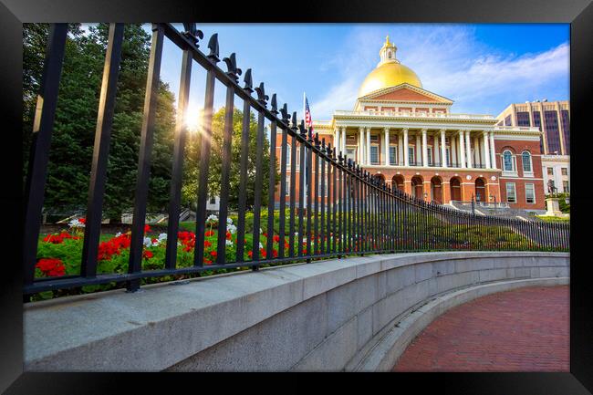 Massachusetts Old State House in Boston historic city center, located close to landmark Beacon Hill and Freedom Trail Framed Print by Elijah Lovkoff