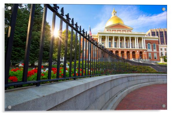 Massachusetts Old State House in Boston historic city center, located close to landmark Beacon Hill and Freedom Trail Acrylic by Elijah Lovkoff
