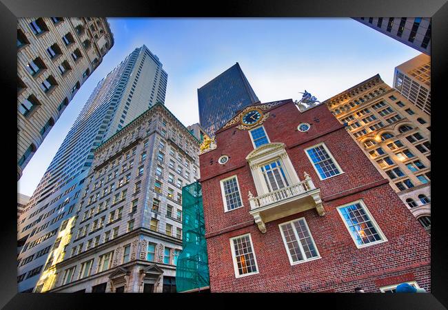 Massachusetts Old State House building in Boston downtown Framed Print by Elijah Lovkoff
