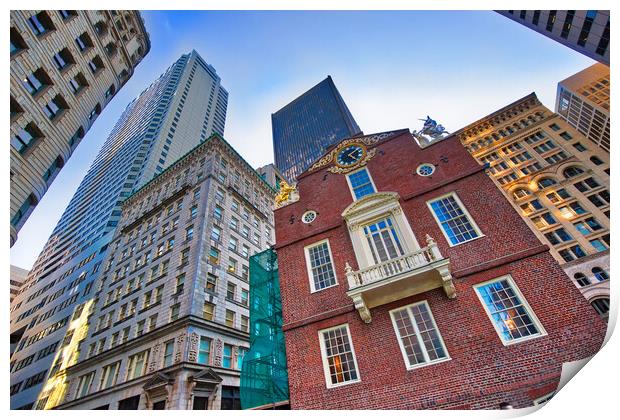 Massachusetts Old State House building in Boston downtown Print by Elijah Lovkoff