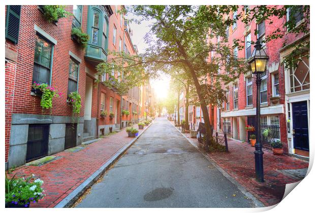 Boston typical houses in historic center Print by Elijah Lovkoff