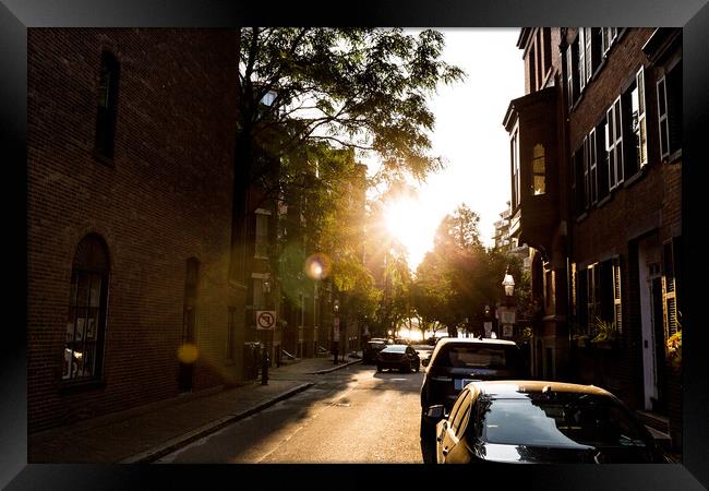 Landmark Boston Beacon Hill streets and historic brick buildings Framed Print by Elijah Lovkoff