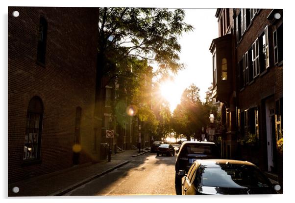 Landmark Boston Beacon Hill streets and historic brick buildings Acrylic by Elijah Lovkoff