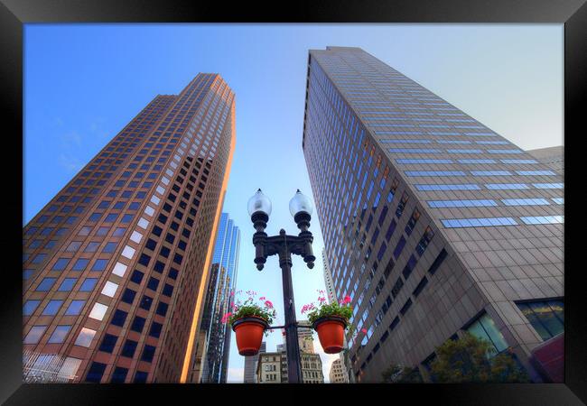 Boston downtown streets at sunset Framed Print by Elijah Lovkoff