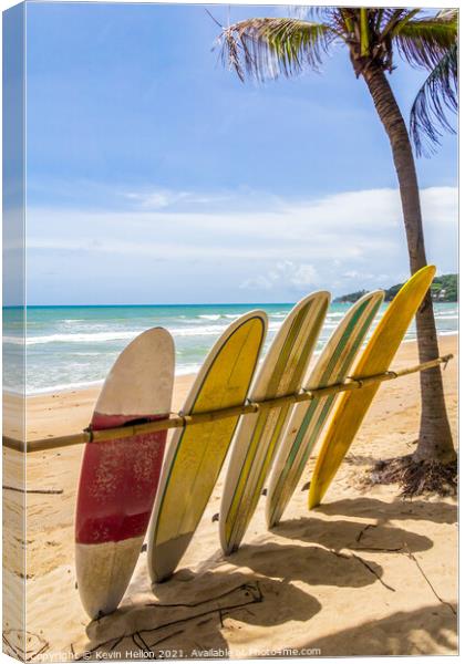 Surfboards for hire Canvas Print by Kevin Hellon