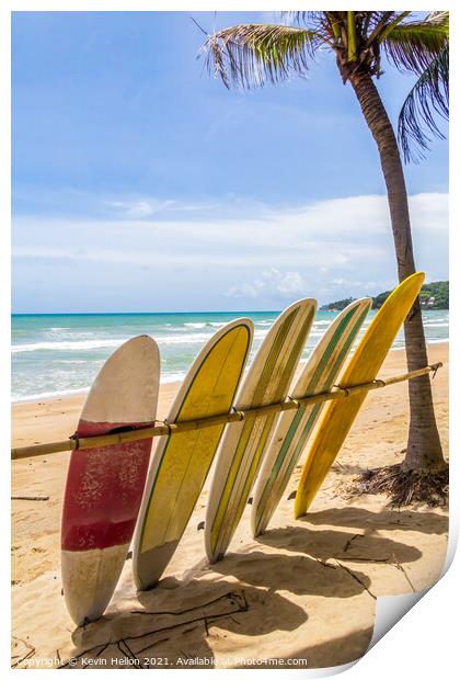 Surfboards for hire Print by Kevin Hellon
