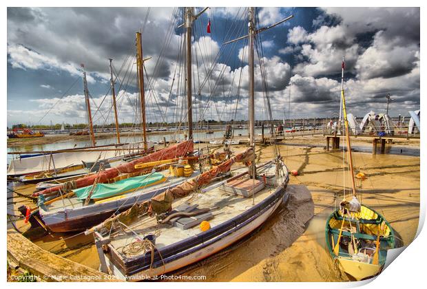 The Old Colne Smack Boats Print by Marie Castagnoli