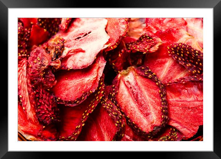 Fruit strawberry chips,texture Framed Mounted Print by Mykola Lunov Mykola