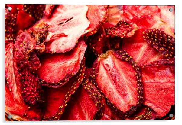Fruit strawberry chips,texture Acrylic by Mykola Lunov Mykola