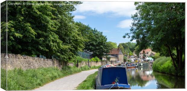 Narrowboats Reflecting In The Canal #3 Canvas Print by Derek Daniel