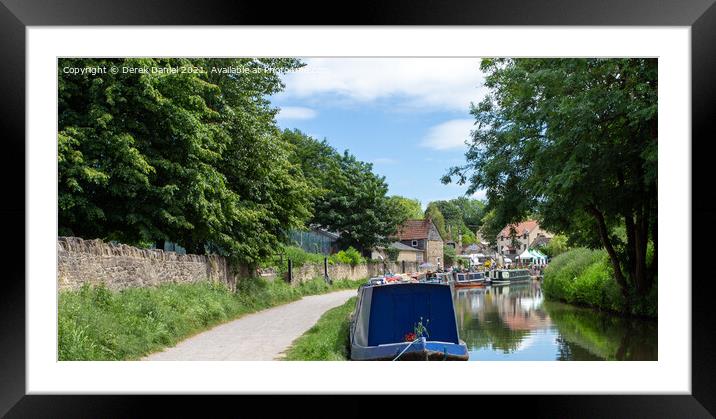 Narrowboats Reflecting In The Canal #3 Framed Mounted Print by Derek Daniel