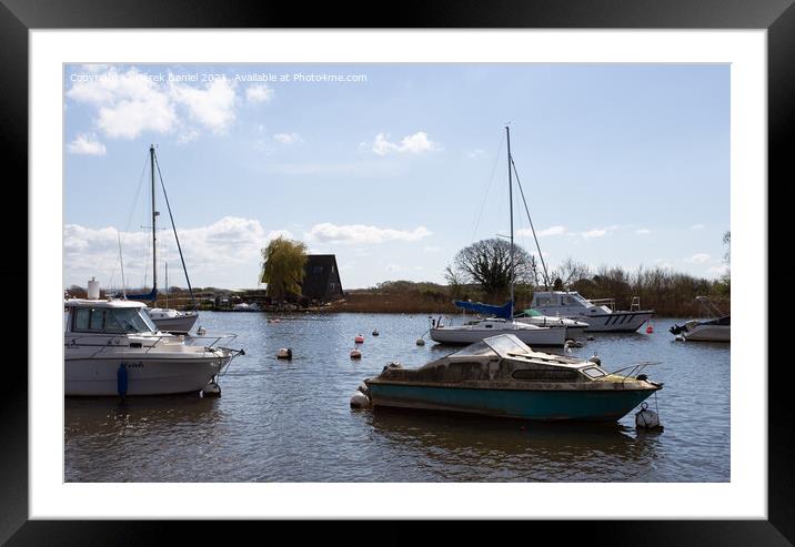 Boats on the River Stour, Christchurch  Framed Mounted Print by Derek Daniel