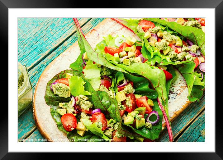 Healthy vegetable salad in chard leaves Framed Mounted Print by Mykola Lunov Mykola